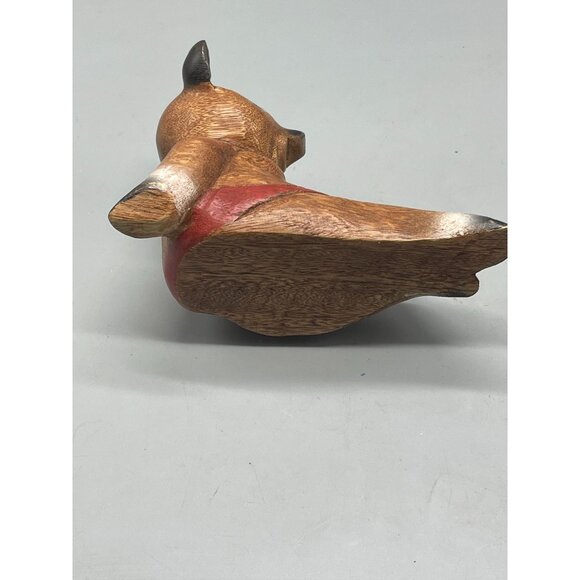 Wooden pig laying on back hat belt wood red black blue brown width 7X4.5" READ - Picture 4 of 5